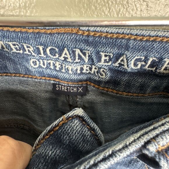 American Eagle Stretch Distressed Hi-Rise Slim Jeans Sz 0 X-Long 34" Inseam - Picture 4 of 11